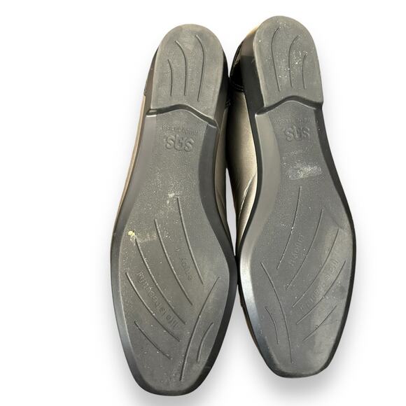 SAS Coco Slip On Loafers Womens 8N NARROW Pewter Metallic Black Patent Cap Toe - Picture 7 of 8